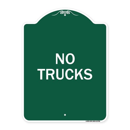 Designer Series Sign-Truck Sign No Trucks, Green & White Aluminum Architectural Sign